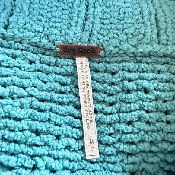 Free People Be Yours Pullover Aqua Emerald Blue Chunky Knit Medium - Picture 6 of 10